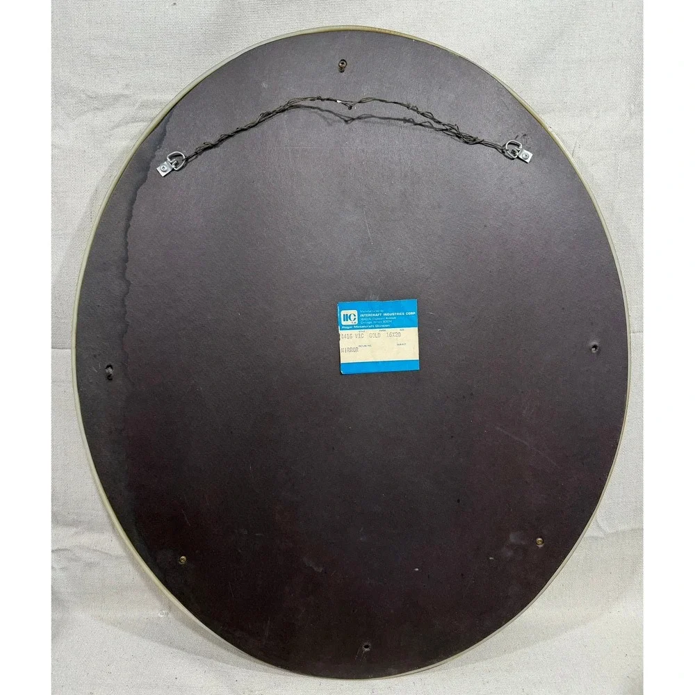 Vintage Intercraft Industries Gold Ornate Oval Wall Mirror Victorian 26x21